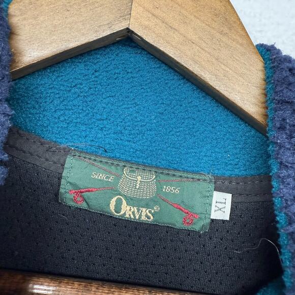 Vintage Orvis Vest Men's XL Blue Fleece Sherpa Deep Pile Pockets Preppy 90s USA - Picture 5 of 11